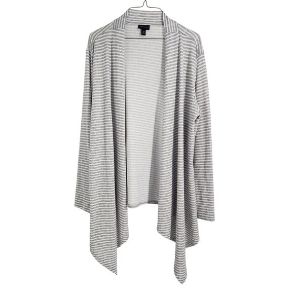 Tahari Sweaters - Tahari Gray Striped Open Front Cardigan Womens Size Large L